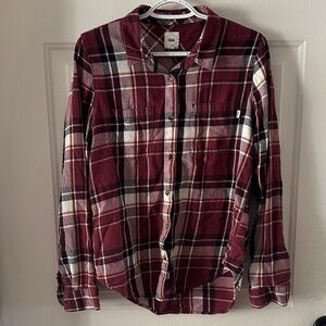 Vans Women's Plaid Button Down Shirt - Red and Black